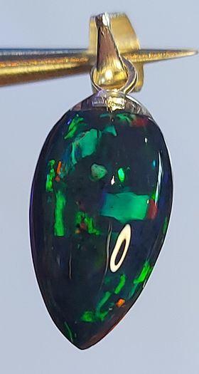 Ethiopian Black Opal Pendant 1.9 ct on 925 Silver