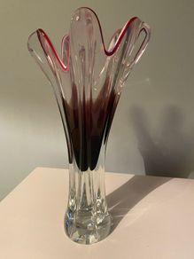 Bohemian solid heavy  13.5 inch Glass vase