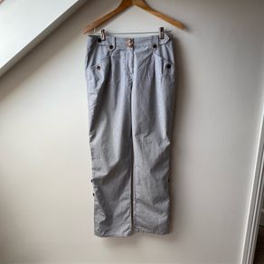 Ted Baker  Pants Striped Cotton Trousers Adjustable Length with Button Details