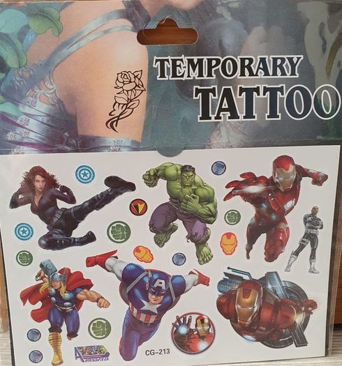 Kids super hero temporary tattoos