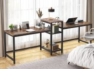 main image for ad _Two-person desk with storage compartments, 94 inch extra-long double computer table with printer stand, bookshelf, large double workstation, home office table, desk