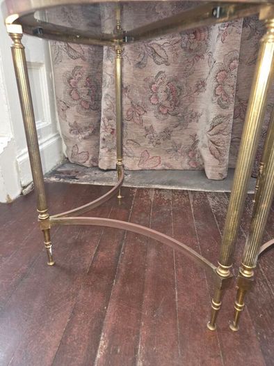 Maison Jansen Hollywood Regency Style Pair of Brass Demi-Lune Side Tables