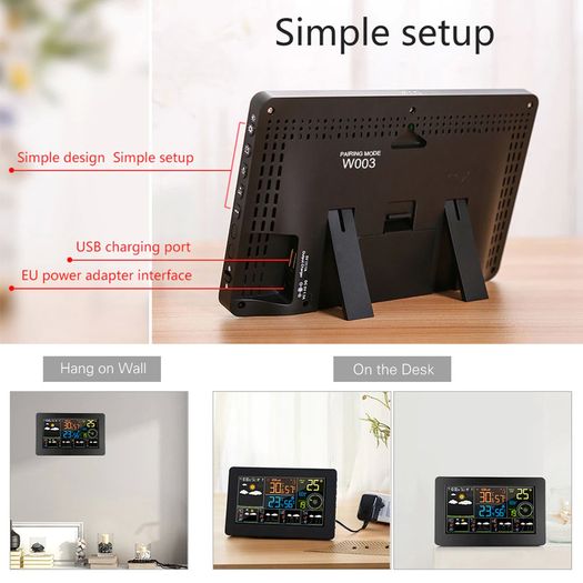 WiFi Weather Station APP Control Smart Weather Monitor Indoor Outdoor Temperature Humidity Barometric Wind Speed Functions