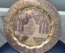 Brass Enamelled Taj Mahal Plate