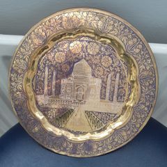 Brass Enamelled Taj Mahal Plate