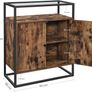 _Sideboard, side cabinet, sideboard, kitchen cabinet with glass surface, living room, hallway, office, sturdy steel frame, tempered glass, industrial design, vintage brown/black Image 4