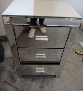 Mirrored Glass 3 Drawer Locker