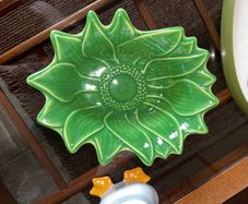 Vintage Appolia French Ceramic Sunflower Baking Form in Provincial Green