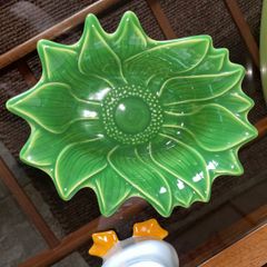 Vintage Appolia French Ceramic Sunflower Baking Form in Provincial Green