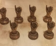 7 Lorenzo Quinn chess pawns in bronze, numbered, D18 freepost