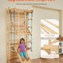 Swedish Ladder Wall Gym, 8-in-1 15 Levels Solid Wood Indoor Jungle Gym, 220LBS Wall Stall Bars Climbing Playset with Wall Ladder, Slide Board, Pull-Up Bar, Gym Rings, Swing Seat, Rope Ladder Image 3