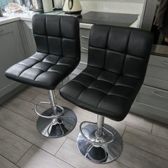 Pair Barstools - black and chrome