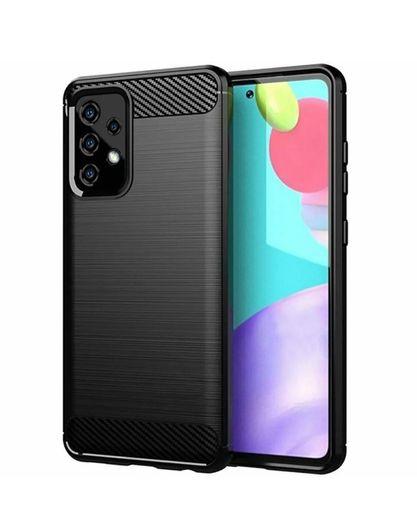 Black Case For Samsung GALAXY A13 4G Carbon Fibre Effect Shockproof Back Cover