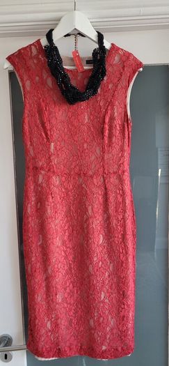 FRENCH CONNECTION coral lace shift dress Sz 14UK