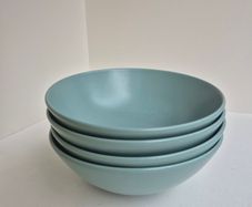 Set of 4 IKEA Teal Matte Ceramic Bowls