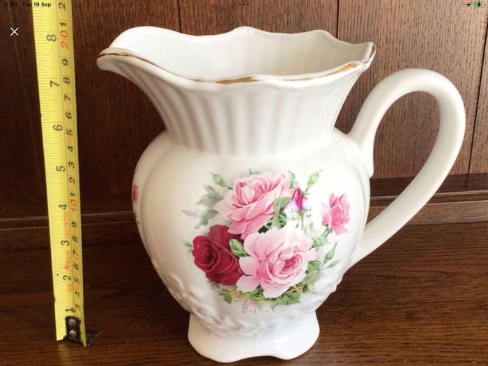 Vintage large floral pottery water jug