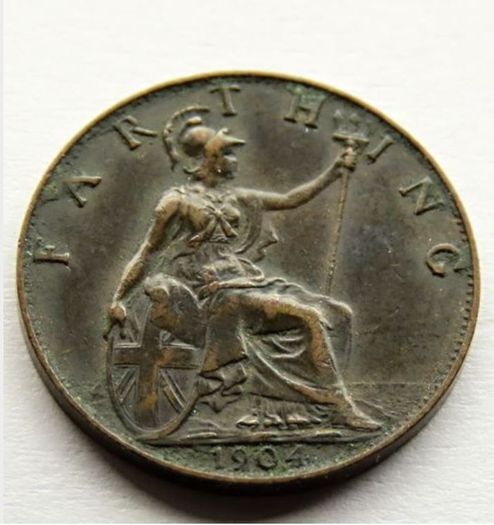 1904 farthing 122 years old Edwardian era bronze coin