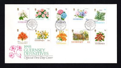 1993 Guernsey Flowers Definitive Stamps First Day Cover (FDC)