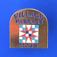 VILLAGE FABRICS CLUB (quilting & haberdashery) - membership enamel badge (1980's). Scarce.