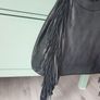 Black Leather Handbag With Fringe Image 8