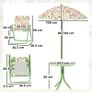 4-Piece Kids Garden Table and Chair Set with Adjustable Parasol, Folding Chairs, Table, Nature Pattern, Green Image 4