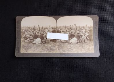 Boer War : Stereoscopic Photo Card " Gen. Cronje's 4000 Boer's Surrender " 1900s