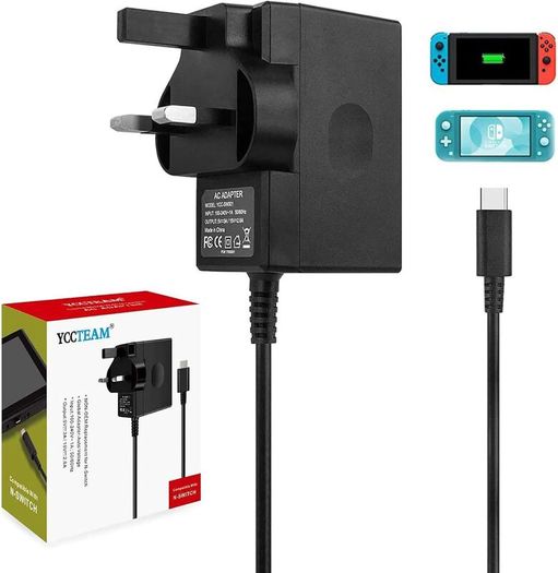 Charger for Switch/Switch OLED/Switch Lite, 2.5 Hours 15V/2.5A Fast Charging AC Adapter 5FT Type-C Cable Power Supply for Switch/Switch Lite/Switch Dock and Switch Pro Controller - Support TV Mode