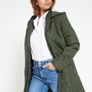 V BY VERY Womens Quilted Shower Resistant Khaki Jacket Size 8! Image 3