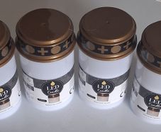 4 White Led Memorial Flickering Candles Bundle