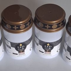 4 White Led Memorial Flickering Candles Bundle