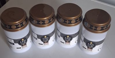 4 White Led Memorial Flickering Candles Bundle