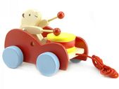 Pull Along Drum Beating Bear Wooden toy