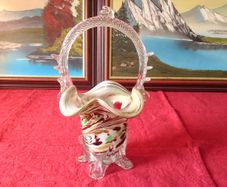 Murano Millefiori Art Glass Basket 10.75 Inches Tall