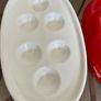 Vintage 1980s Red and White Glossy Egg Storage Hen Shaped Italy Image 6
