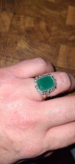 9ct Gold Silver Agate Ring