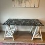 Glass Top Desk with Floral Design Image 3