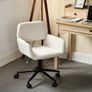 Office Chair Scandinavian Beige Fabric Swivel Adjustable Height and 5 Casters for Children Working at Home, Beige, 56.5x57.5x75-85cm Image 3