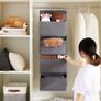 FREE SHIPPING Over Door Storage with 4 Pockets Strong and Durable, Hanging Wardrobe Storage Organiser Practical and Spacious, Hanging Storage With 2 Metal Hooks for Bathroom Office Bedroom Grey Image 2