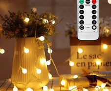 Fairy String Lights Battery Powered 49FT/15M 100Leds Indoor Outdoor String Lights LED 8 Modes Waterproof with Remote & Timer for Bedroom Christmas Wedding Garden Party Decoration - Warm White