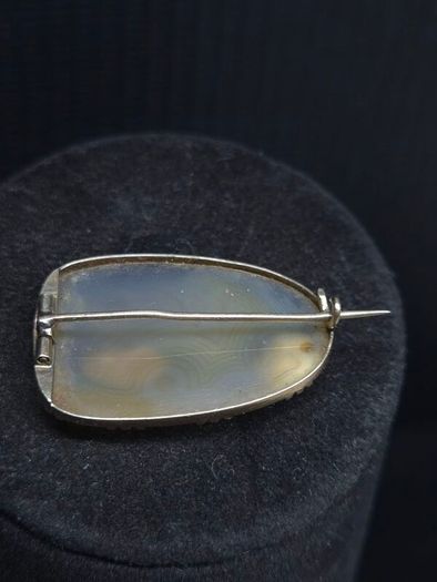 Antique Edwardian 14K Gold Natural Agate Brooch c.1900 4.8g