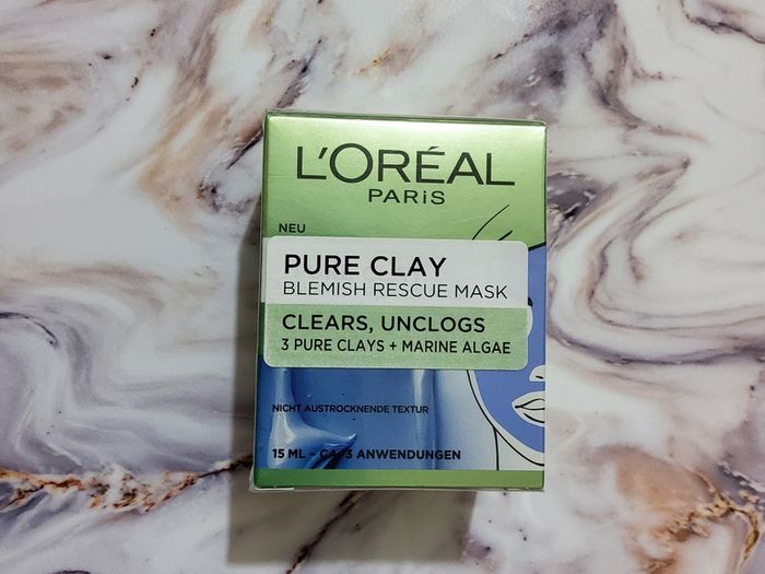 L'Oreal Pure Clay Blemish Rescue Blue Algae Face Mask 15 ml - New