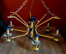 Mid-century Brass & Bakelite Light Fittings with matching wall lights