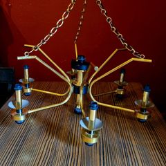 Mid-century Brass & Bakelite Light Fittings with matching wall lights
