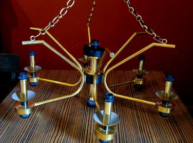Mid-century Brass & Bakelite Light Fittings with matching wall lights