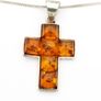 Natural Baltic Amber 925 Cross On Sterling Silver Chain Image 2