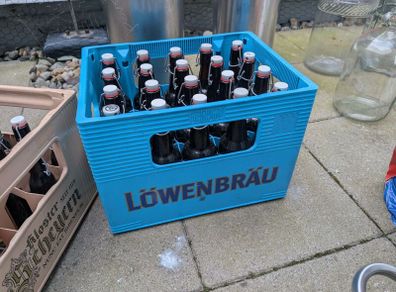 beer crate and bottles