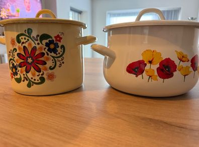Enamel pots with lid
