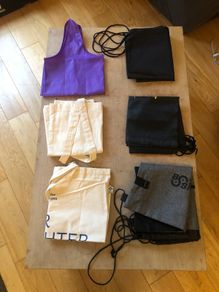 Collection of assorted tote and drawstring bags