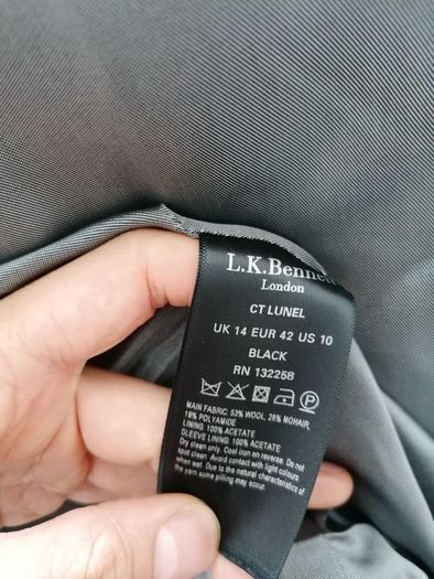 LK Bennett Lunel Mocha Wool Coat Size 14