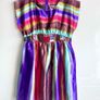 Girls Colourful Satin Tunic / Short Dress | Age 12 Years | Bright Stripe Pattern Image 2